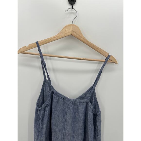 Artisan NY Blue Linen Sleeveless Maxi Dress Lagenlook V-Neck StrapWomen Size 6 - Picture 9 of 9